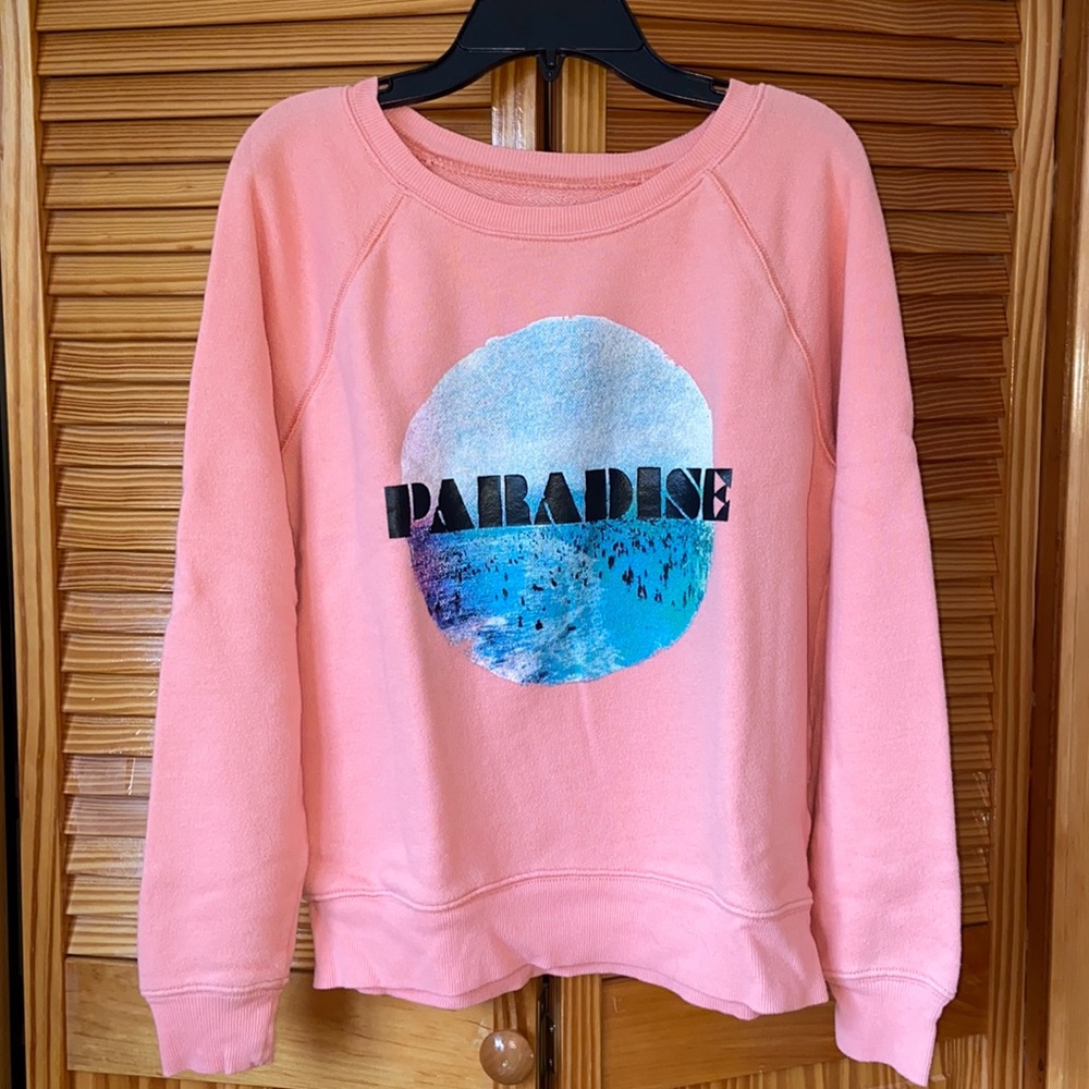 american eagle long sleeve peach colored crewneck sweater